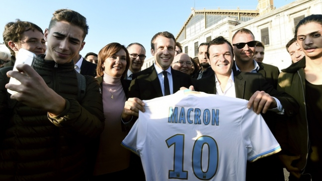Macron à l'OM Macron à l'OM