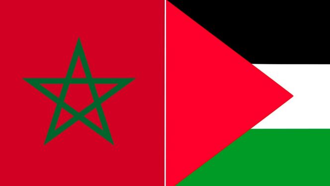 صورة مركبة لعلميْ المغرب وفلسطين