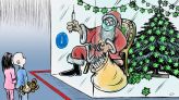 كاريكاتير: جرعات لقاح كورونا أبرز هدايا رأس السنة الميلادية لإنقاذ العالم