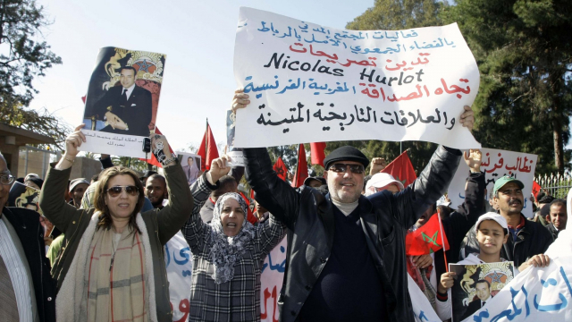 Manifestation devant l&#039;ambassade de France à Rabat