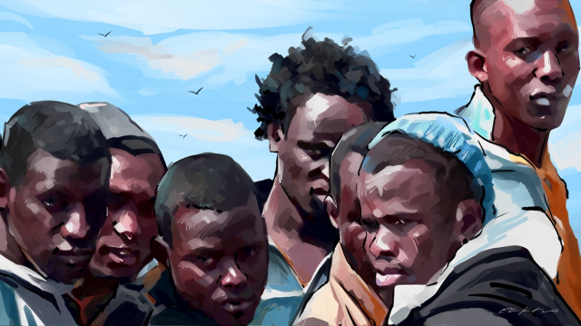 Immigration clandestine Subsahariens dessin