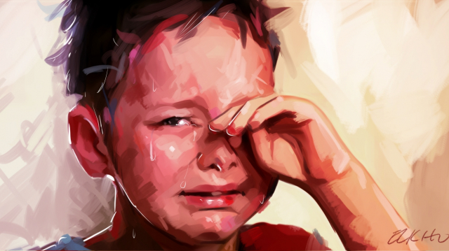 Enfant en larmes agression pédophilie dessin
