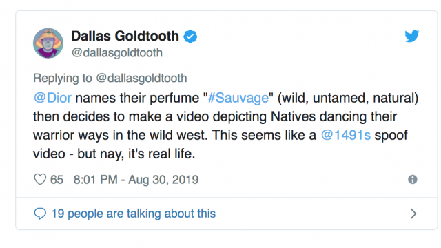 Le tweet de Dallas Goldtooth Le tweet de Dallas Goldtooth