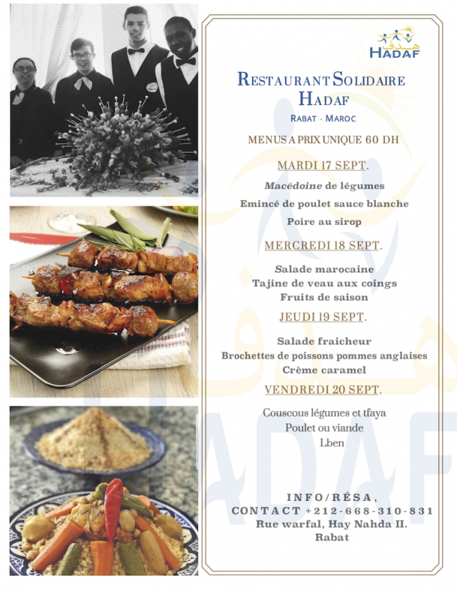 Menu du mois de Septembre chez Hadaf Menu du mois de Septembre chez Hadaf