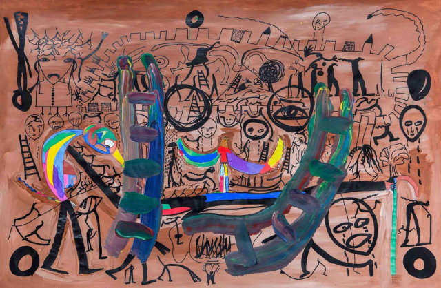 la pluie de la terre, technique mixte sur toile, 132/203 cm, 2019 la pluie de la terre, technique mixte sur toile, 132/203 cm, 2019