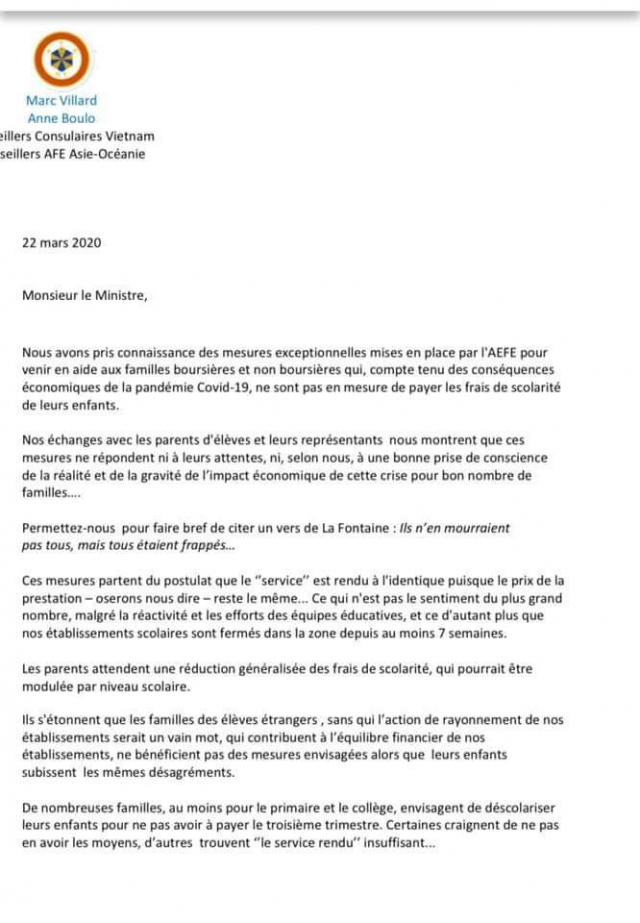 lettre au sg français / AEfe lettre au sg français / AEfe