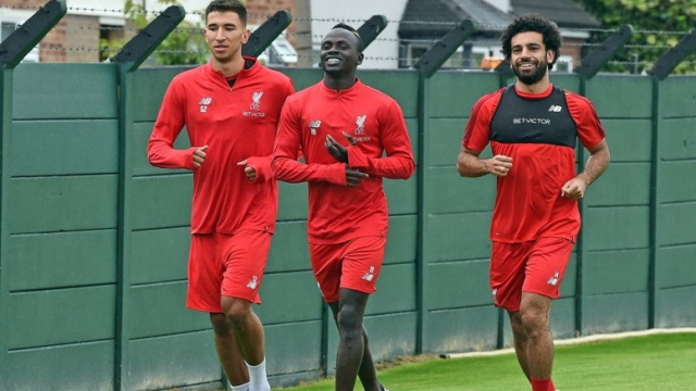 Sadio Mané et Mohamed Salah au centre d'entrainement de Liverpool. Sadio Mané et Mohamed Salah au centre d'entrainement de Liverpool.
