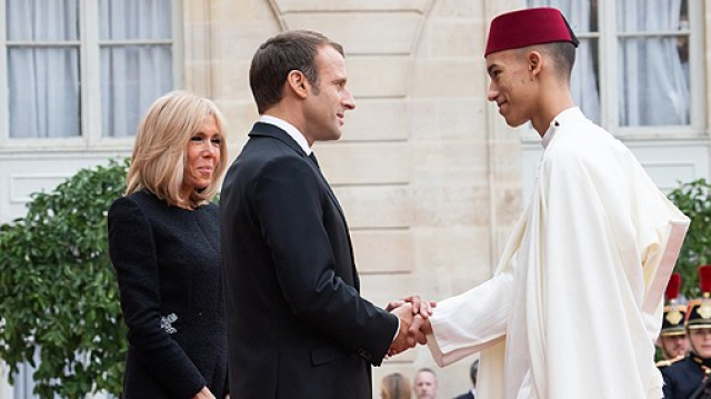 Moulay El Hassan et Emmanuel et Brigitte Macron Moulay El Hassan et Emmanuel et Brigitte Macron