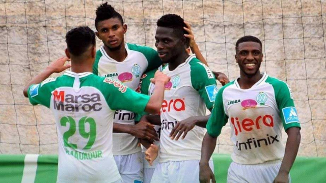 Ben Malango et Fabrice Ngoma célébrant un but avec le Raja de Casablanca. Ben Malango et Fabrice Ngoma célébrant un but avec le Raja de Casablanca.