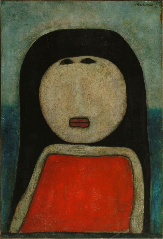 Oeuvre de Belkahia à Beaubourg - peinture sur bois Oeuvre de Belkahia à Beaubourg - peinture sur bois