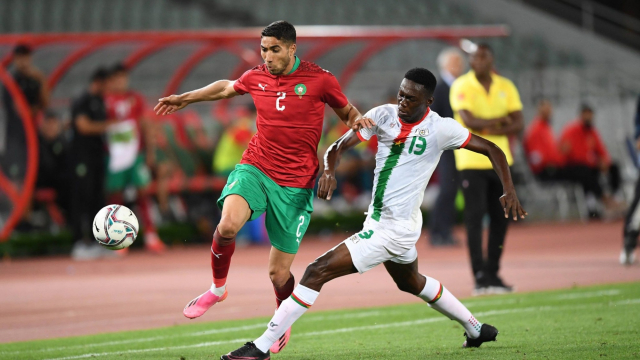 Achraf Hakimi contre le Burkina Faso, le 12 juin 2021. Achraf Hakimi contre le Burkina Faso, le 12 juin 2021.