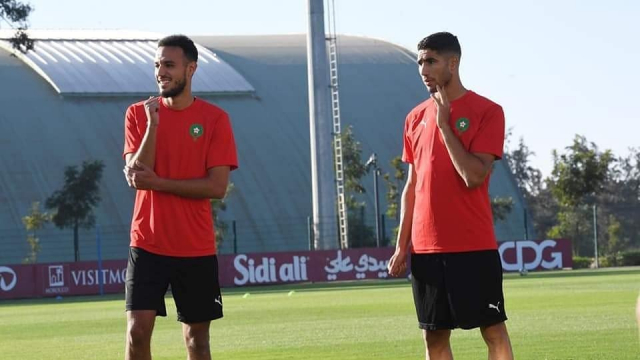 Les internationaux marocains Achraf Hakimi et Noussair Mazraoui. Les internationaux marocains Achraf Hakimi et Noussair Mazraoui.