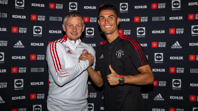 Ole Gunnar Solskjaer et Cristiano Ronaldo. Ole Gunnar Solskjaer et Cristiano Ronaldo.