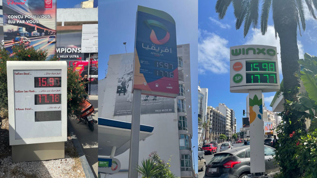 Image: Les prix à la pompe affichés ce mercredi 29 juin à Casablanca dans trois stations-service de la ville