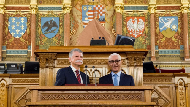 Rachid Talbi Alami et le président de l’Assemblée nationale hongroise, Laszlo Kover.