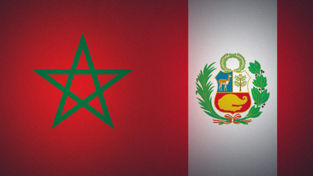Drapeaux du Royaume du Maroc et de la République du Pérou