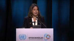 La ministre de la Transition énergétique et du développement durable - Leila Benali - Conférence internationale sur l&#039;environnement «Stockholm+50». 