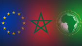Drapeau Maroc “Union européenne” &quot;Union africaine&quot;