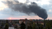 Ukraine - Lviv - Guerre en Ukraine - Invasion russe - Bombardement - Colonne de fumée