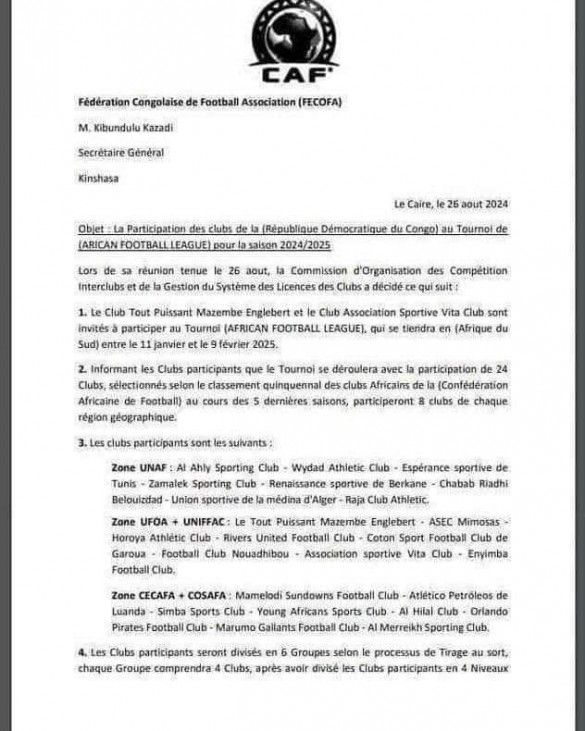 Document African Football League 2025